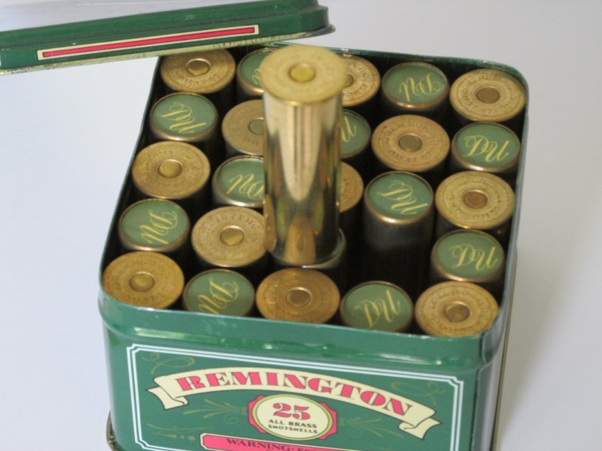 25 Ducks Unlimited Remington All Brass 12Ga Shotgun Shells in Tin